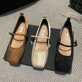 Designer Damen Mary Jane Schuhe Mode Damen Square Toe Flats Schuhe Weiche Sohle Flache Ferse Kleid Ballettschuhe